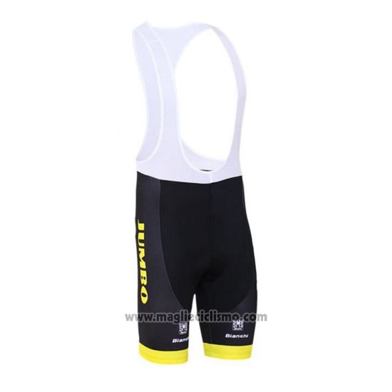 2016 Abbigliamento Ciclismo Lotto NL Jumbo Bianco e Giallo Manica Corta e Salopette